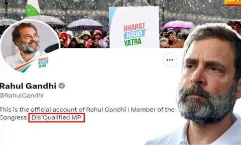 தகுதிநீக்கம் செய்யப்பட்ட எம்.பி. என தனது டுவிட்டர் பக்கத்தில் மாற்றம் செய்த ராகுல் காந்தி