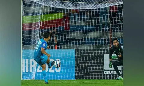 Sunil Chhetri (image courtesy: Indian Football twitter via ANI)  