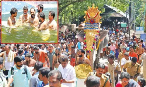 சபரிமலையில் பங்குனி உத்திர திருவிழா: பம்பை ஆற்றில் அய்யப்பனுக்கு ஆராட்டு.. குவிந்த பக்தர்கள்