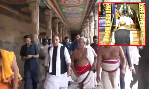 மதுரை மீனாட்சி அம்மன் கோவிலில் மத்திய மந்திரி ராஜ்நாத் சிங் சாமி தரிசனம்