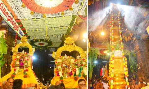 மதுரை மீனாட்சி அம்மன் கோவில் சித்திரை திருவிழா கொடியேற்றத்துடன் தொடங்கியது