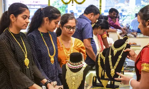 Bengaluru: Women at a jewellery shop on the occasion of the Akshaya Tritiya festival,