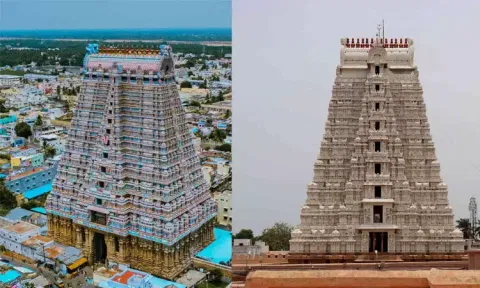 ஸ்ரீரங்கம் தெற்கு ராஜ கோபுரம் மற்றும் கிழக்கு வெள்ளை கோபுரம்