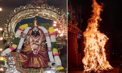 தூத்துக்குடி தெப்பக்குளம் மாரியம்மன் கோவிலில் திருக்கார்த்திகை விழா: சொக்கப்பனை கொளுத்தப்பட்டது