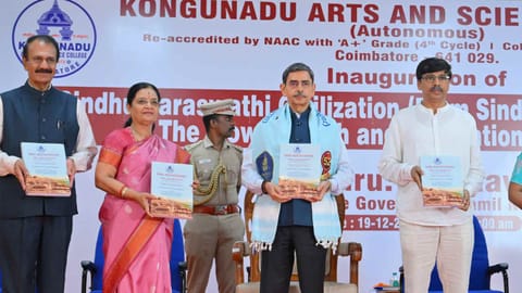 Governor Ravi inaugurates two-day seminar on Saraswati-Sindhu civilisation at Kongunadu Arts and Science College, Coimbatore 