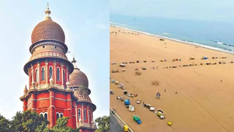 (L-R) Madras High Court, Marina Beach