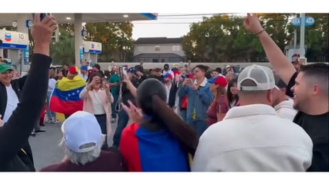 Venezuelans in South Florida celebrated the news of President Nicolás Maduro’s capture, dancing and wrapping themselves in Venezuelan flags. The rally took place in Doral, home to the largest Venezuelan community in the United States.


