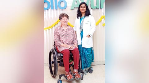 Karen with Dr Susmitha, who treated her at the city hospital 