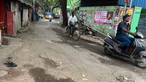 Uneven 100-metre stretch of Kanni Amman Koil Street in West Mambalam. 