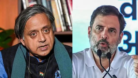 Congress leader Shashi Tharoor and Rahul Gandhi 