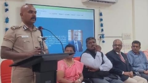 Inspector General of Police V Balakrishnan at the website launch in Tiruchy on February 7