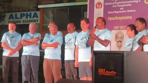 State Minister for Health and Family Welfare Ma Subramanian flagging off the “Marathon 2026 – Run for Rice” at Besant Nagar beach