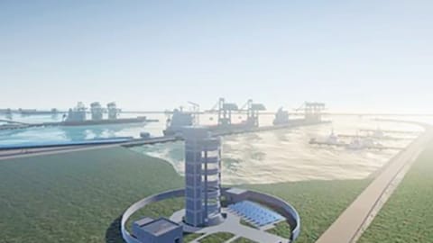 Screengrab of the tower under construction for installation of vessel traffic services system