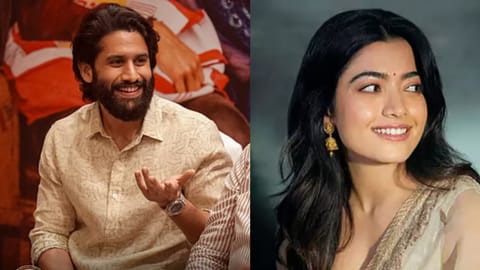 (L) Naga Chaitanya, (R) Rashmika Mandanna