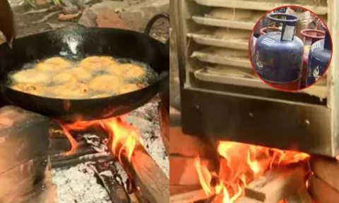 Images of wooden stove cooking