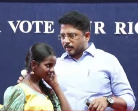 An Election Commission official intervening at the voter awareness programme in Coimbatore on Thursday