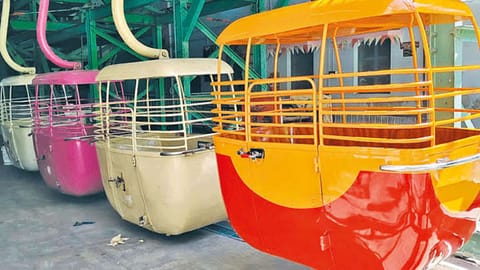 Test run of the ropeway car