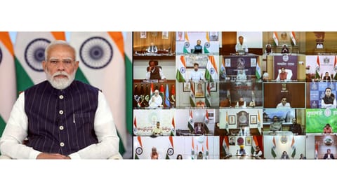 Prime Minister Narendra Modi chairs a virtual meeting with CMs, on West Asia; reviewing preparedness, plans.