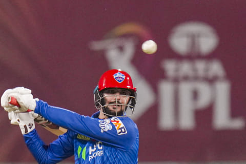 Delhi Capitals' Sameer Rizvi plays a shot during the Indian Premier League (IPL) 2026 cricket match between Lucknow Super Giants and Delhi Capitals, at Ekana Stadium in Lucknow