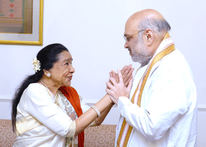 Asha Bhosle with Amit Shah
