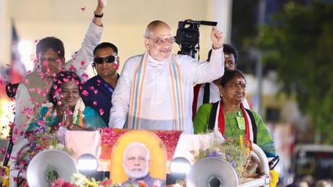 Amit Shah campaigns in support of party candidate from Mylapore constituency Tamilisai Soundararajan 