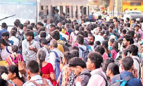 Passengers waiting for bus