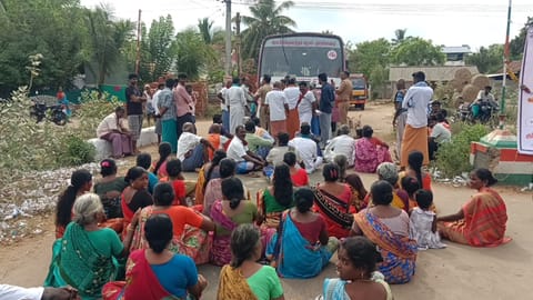 Residents stage a road block protest on Pattukkottai-Uranipuram Main Road in Thanjavur on Friday