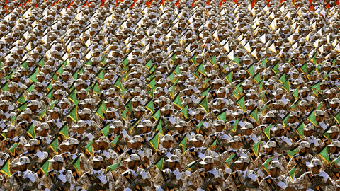 Members of the Islamic Revolutionary Guard march during a parade in 2014. 