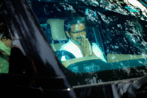 TVK CHEIF LEAVES HIS RESIDENCE AFTER HIS VICTORY
