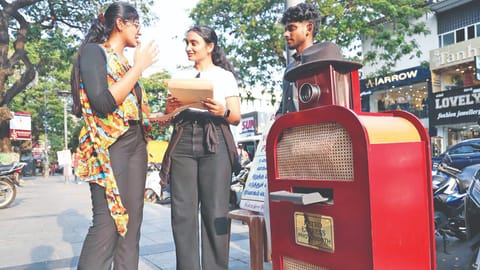 Vintage photo booth in Pondy Bazaar