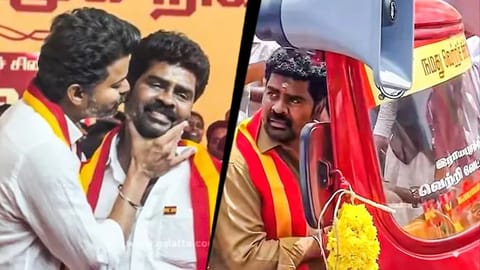 Vijay Thamu with his party chief C Joseph Vijay