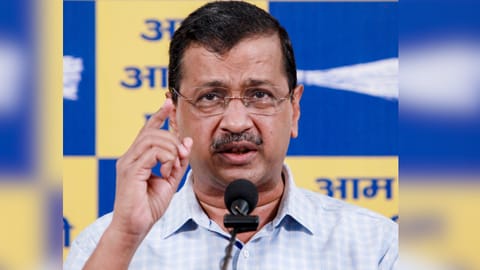 Aam Aadmi Party National Convener Arvind Kejriwal addresses a press conference, at party office, in New Delhi