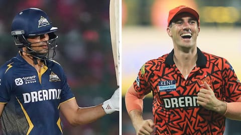 L-R Shubman gill and Pat cummins