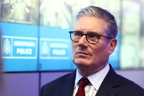 British Prime Minister Keir Starmer meets police ofcers to discuss operational planning, in London, Friday, May 15, 2026.