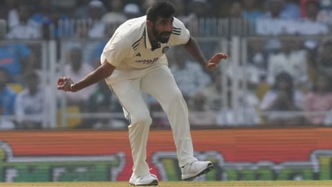 India's Jasprit Bumrah during the day two of the second Test cricket match of a series between India and South Africa, at ACA Stadium in Guwahati, Sunday, Nov. 23, 2025 