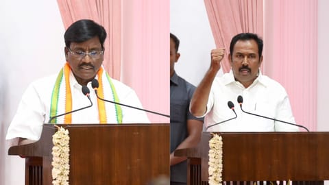 Congress MLAs P Viswanathan and S Rajesh Kumar took oath at the swearing-in ceremony, after 59 years. 