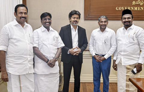CM Vijay gives finishing touch to rainbow coalition, inducts IUML leader, another Dalit
