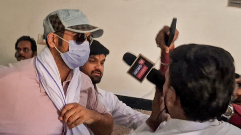 Samarth Singh, accused in the alleged Twisha Sharma death case, speaks to mediapersons after surrendering before a court, in Jabalpur, Friday, May 22, 2026