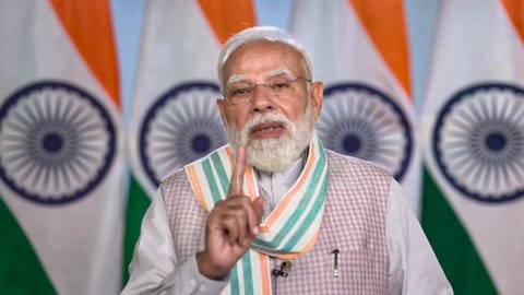 Prime Minister Narendra Modi virtually addresses a gathering during the 19th edition of Rozgar Mela