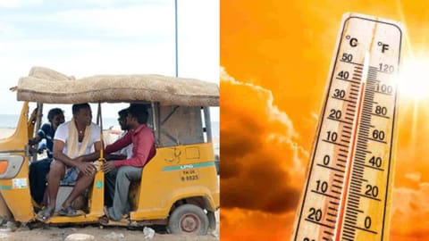 A group of men take shelter from intense heat in an abandoned auto