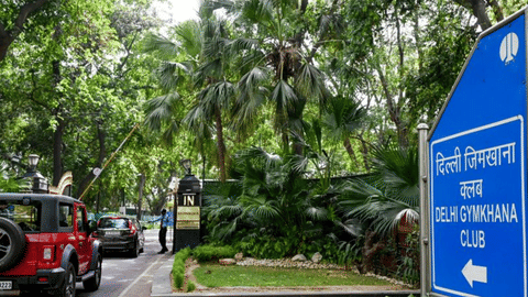 A car is seen entering the Delhi Gymkhana Club, in New Delhi, on Saturday. 