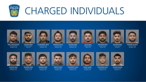 17 men of Indian origin charged by the Peel regional police of Canada