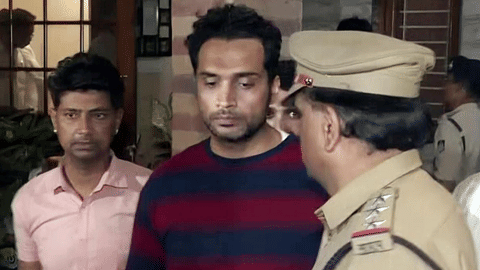 Twisha's husband and the accused Samarth Singh being taken away by the police from his residence in Bhopal on May 26, 2026