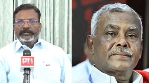 (L) Thirumavalavan and (R) P Shanmugam