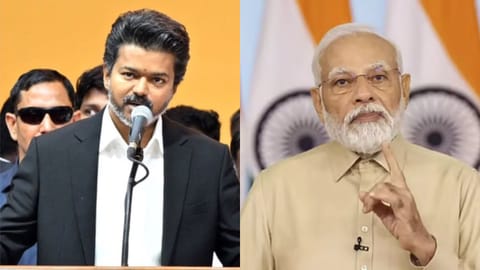 (L) Chief Minister C Jospeh Vijay, (R) Prime Minister Narendra Modi