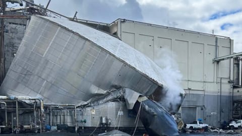 The implosion of a chemical tank at a pulp and paper mill in southwestern Washington state on Tuesday