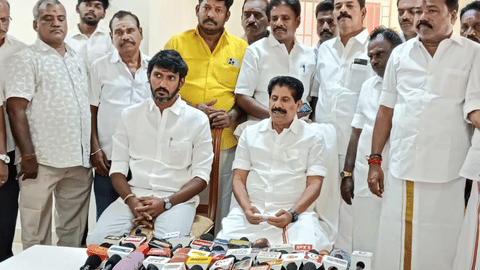 NUHDB chairman Ku Pa Krishnan addressing media in Tiruchy on Wednesday
