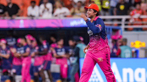 Rajasthan Royals' Vaibhav Sooryavanshi celebrates after the team's win in the Indian Premier League (IPL) 2026 T20 Eliminator cricket match between Rajasthan Royals and Sunrisers Hyderabad, in New Chandigarh, Wednesday, May 27, 2026