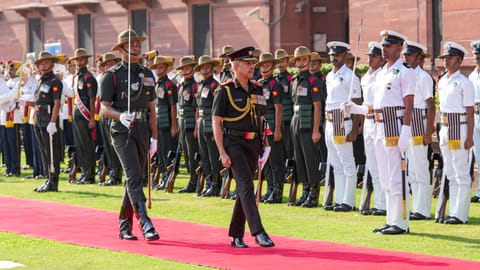 Lt Gen NS Raja Subramani accorded a Tri-Services Guard of Honour during a ceremony marking his assumption of charge as the new Chief of Defence Staff (CDS), in New Delhi, Sunday, May 31, 2026