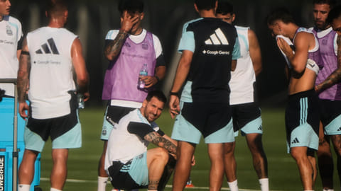 Argentina football team members during the practice for FIFA world Cup